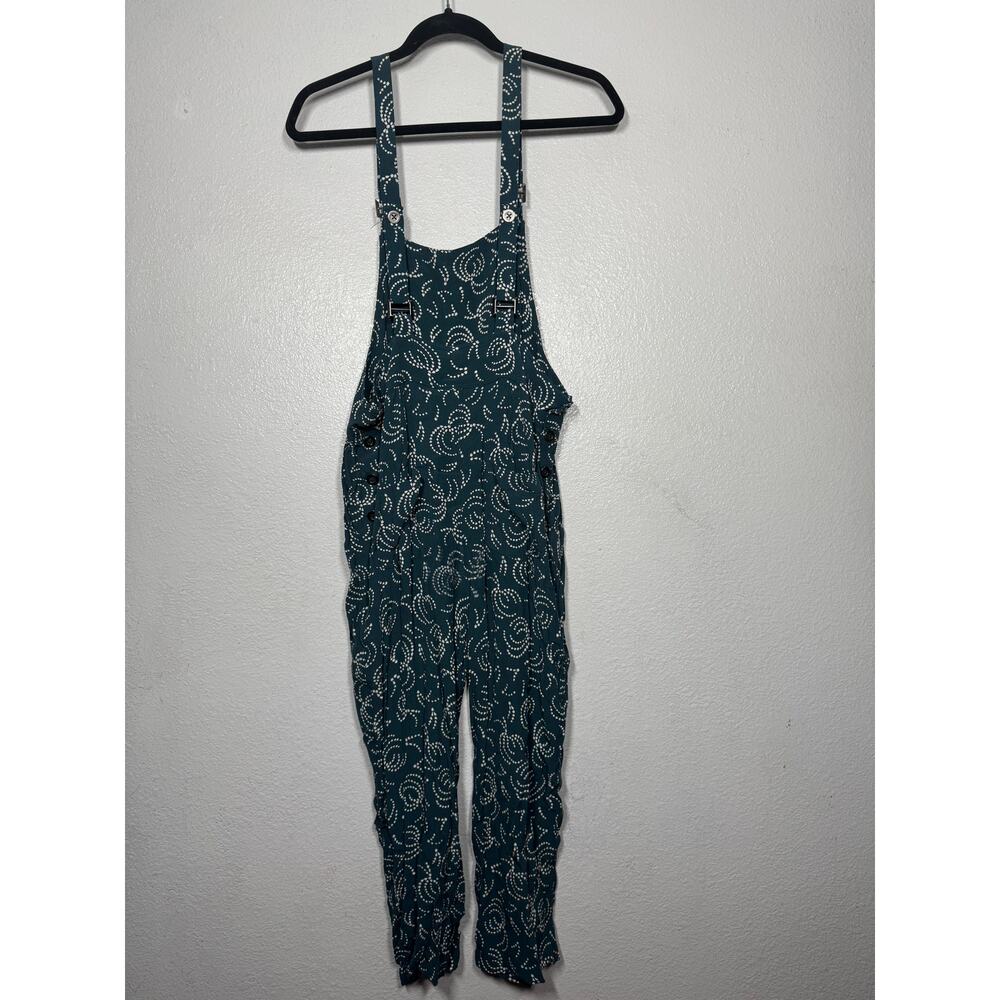 Maeve Tidal Cropped Overall Teal Blue White Sz M Arrow - Picture 2 of 4